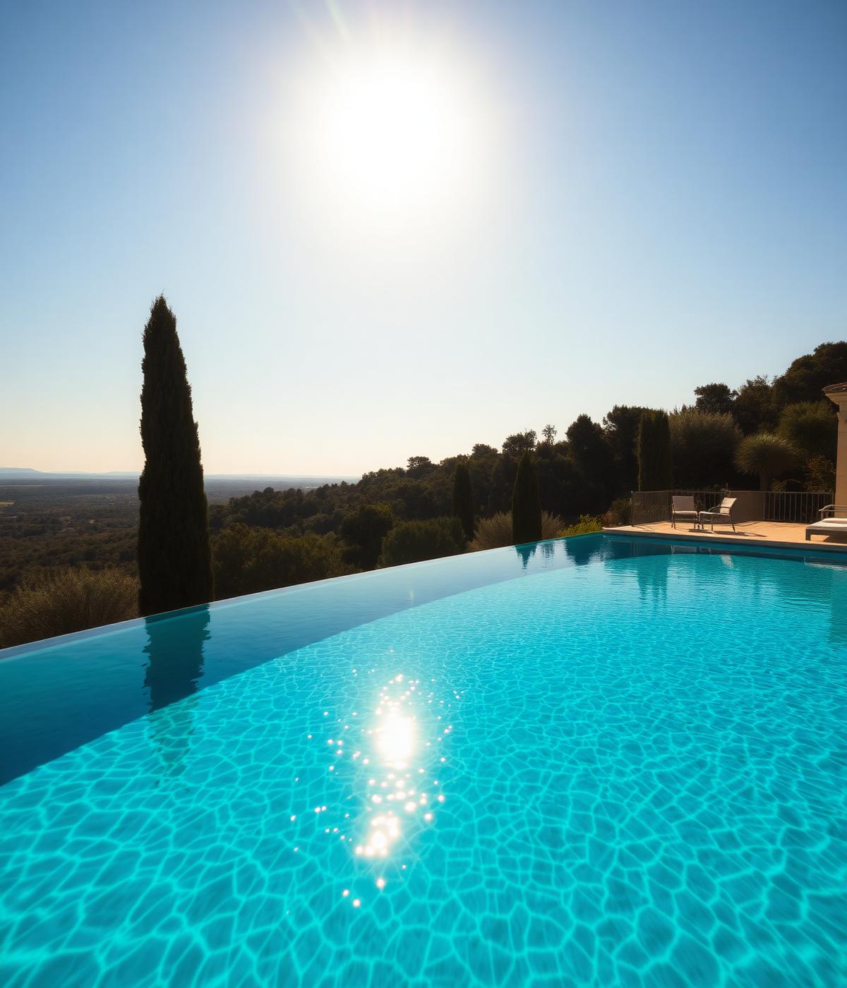 Piscine à débordement entretenue par MA Piscine Associés dans l'Hérault